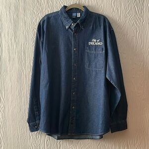 PORT and COMPANY CITY IS DELANO DENIM BUTTON UP SHIRT 2XL